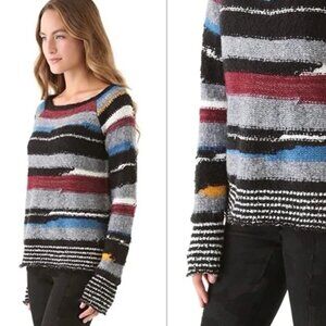 Free People Women's Montmartre Knit Sweater Multicolor Striped Wool Blend Winter